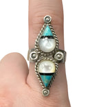 Zuni Sterling Silver and Turquoise Ring Sz 8