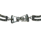 Onyx Marcasite Necklace Bracelet And Earring Set