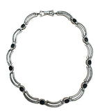 Onyx Marcasite Necklace Bracelet And Earring Set