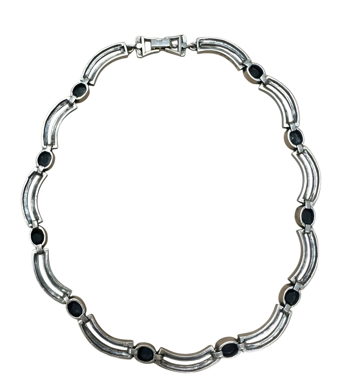 Onyx Marcasite Necklace Bracelet And Earring Set