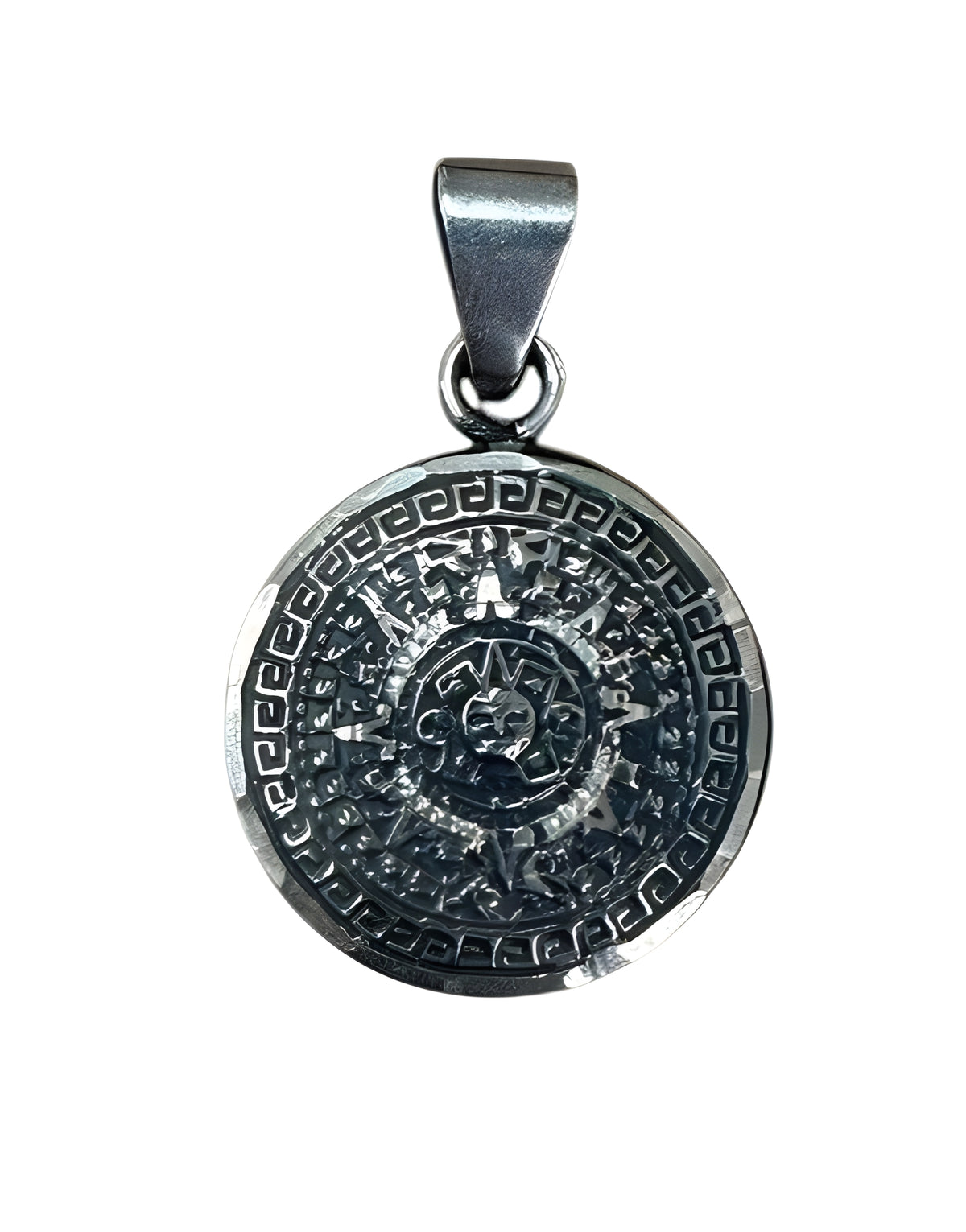 Sun God Sterling Silver Bracelet and Pendant 8in