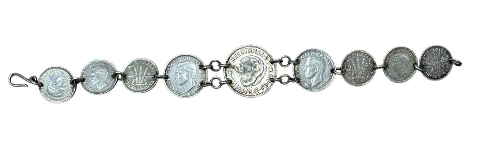 Sterling Silver Australian Coin Bracelet 8 inches