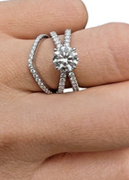 14kt White Gold and 1.00ct Round Lab Grown Diamond Engagement Ring Set 2.04ctw