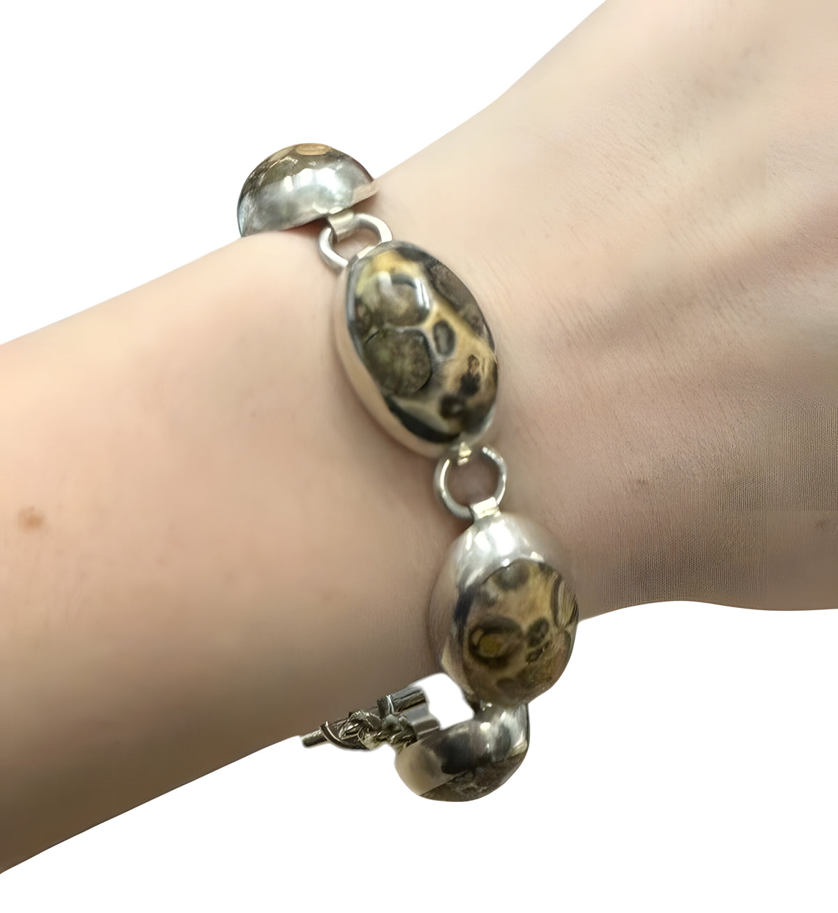 Sterling Silver Glass Beaded Bracelet 8 inches