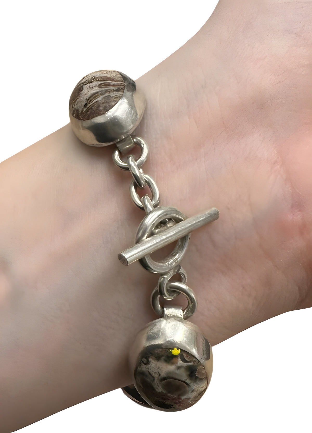 Sterling Silver Glass Beaded Bracelet 8 inches