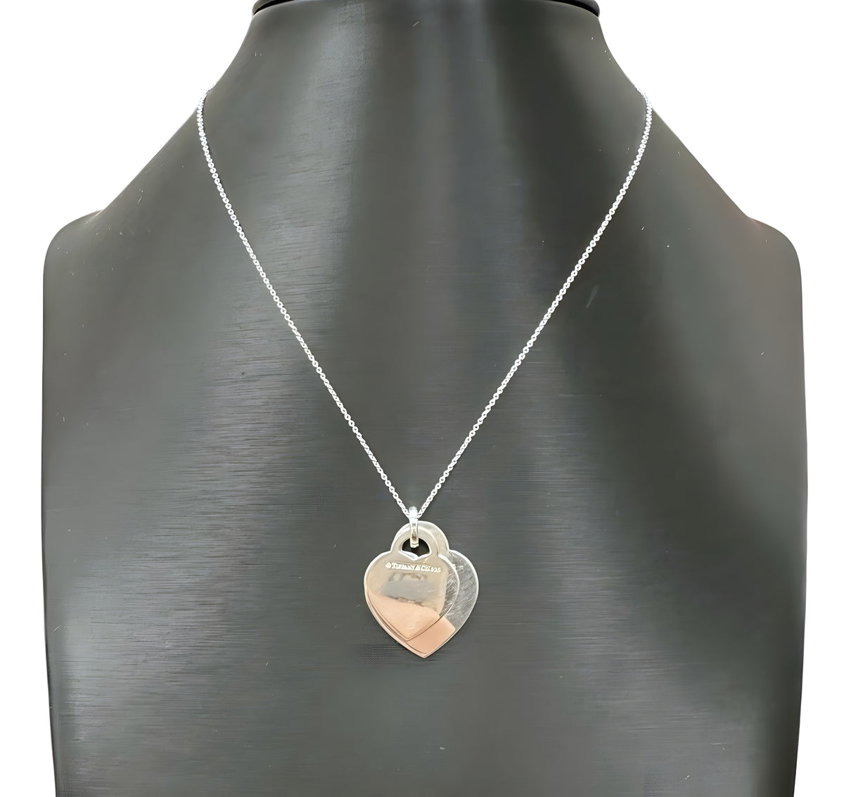 Tiffany And Co Sterling Silver Double Heart Necklace