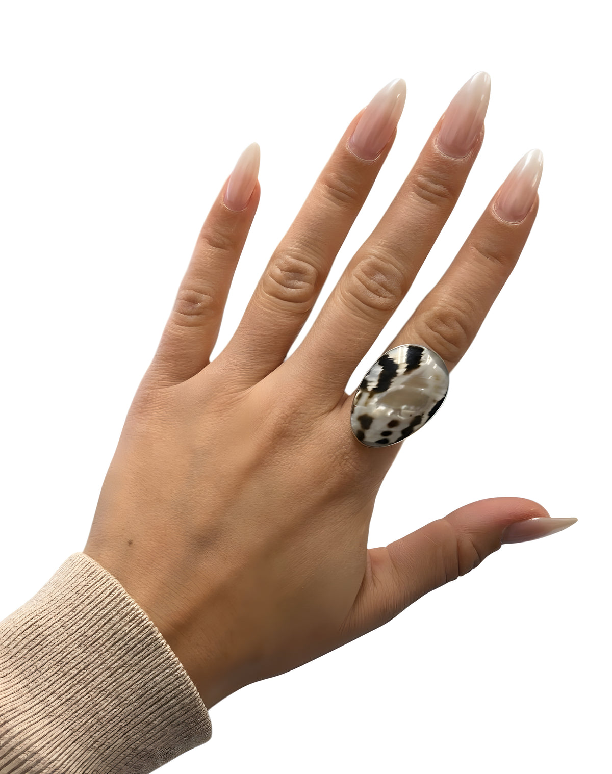 Sterling Silver Zebra Jasper Ring sz 7.5