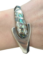 Sterling Silver Abalone Hinged Bracelet