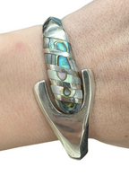 Sterling Silver Abalone Hinged Bracelet