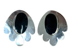 Sterling Silver with Black Gemstone Clip on Earrings
