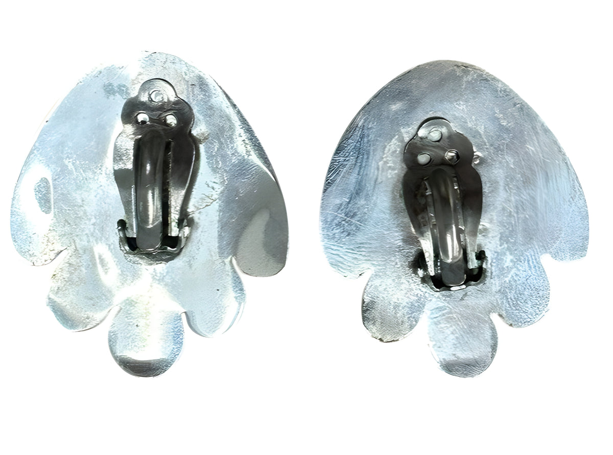 Sterling Silver with Black Gemstone Clip on Earrings
