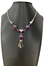 Julius Manuelito Sterling Silver Purple Necklace 16.5 inches