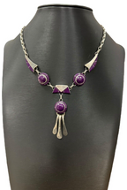Julius Manuelito Sterling Silver Purple Necklace 16.5 inches