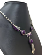 Julius Manuelito Sterling Silver Purple Necklace 16.5 inches
