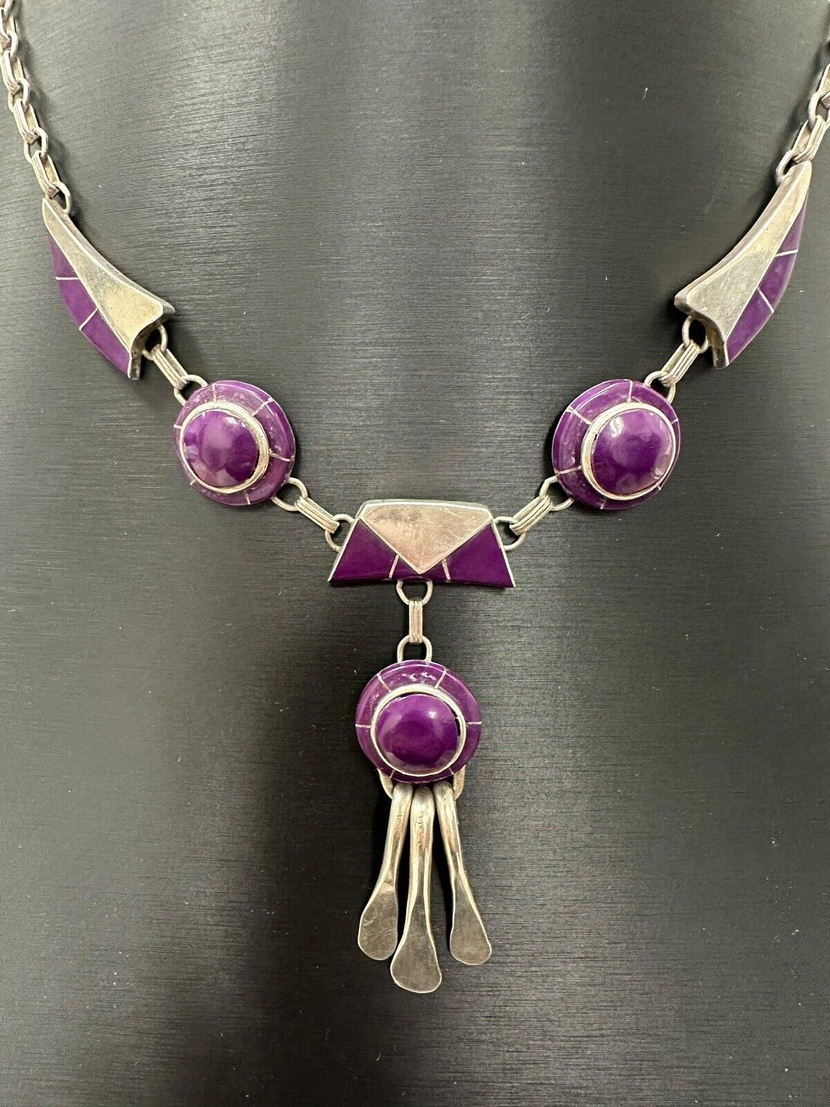 Julius Manuelito Sterling Silver Purple Necklace 16.5 inches
