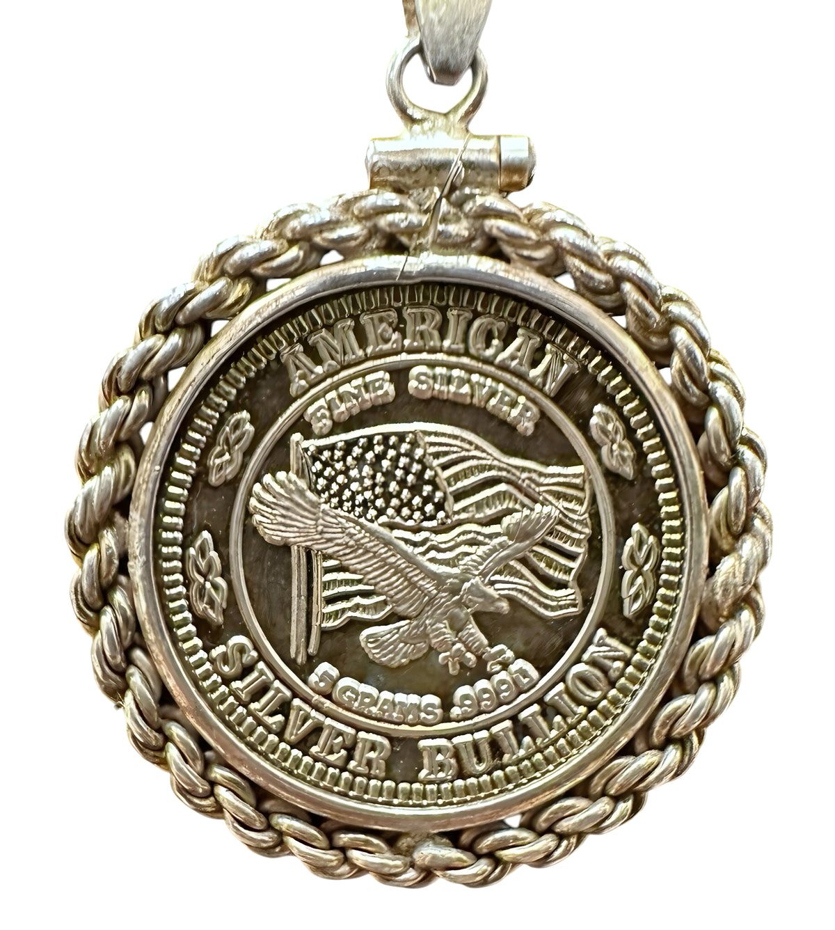 Sterling Silver American Silver Bullion Necklace 30 inches