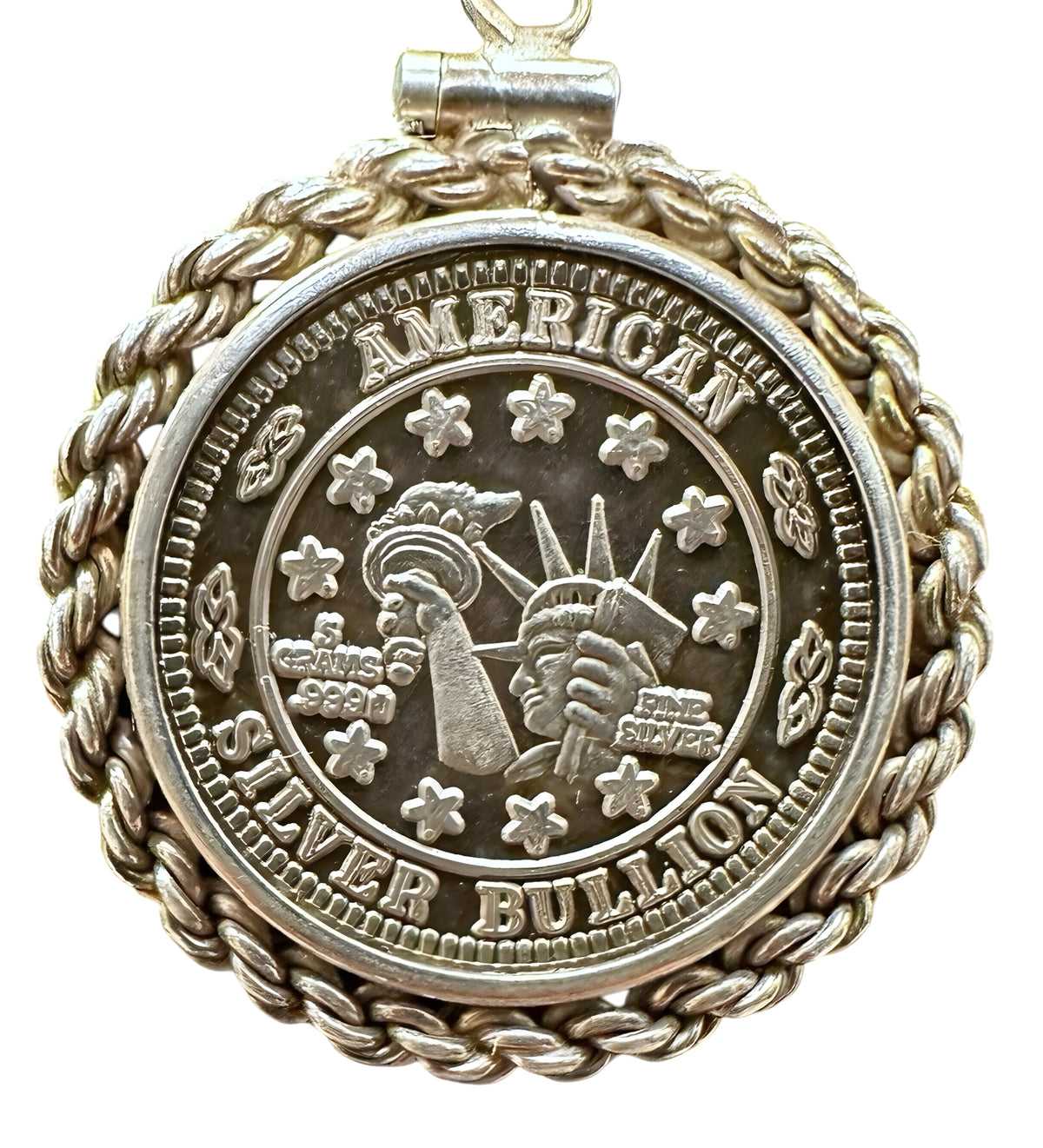 Sterling Silver American Silver Bullion Necklace 30 inches