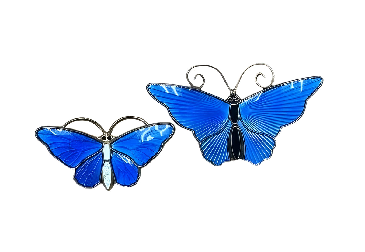 Askel Holmsen Sterling Silver & Blue Enamel Vintage Butterfly Brooches Norway