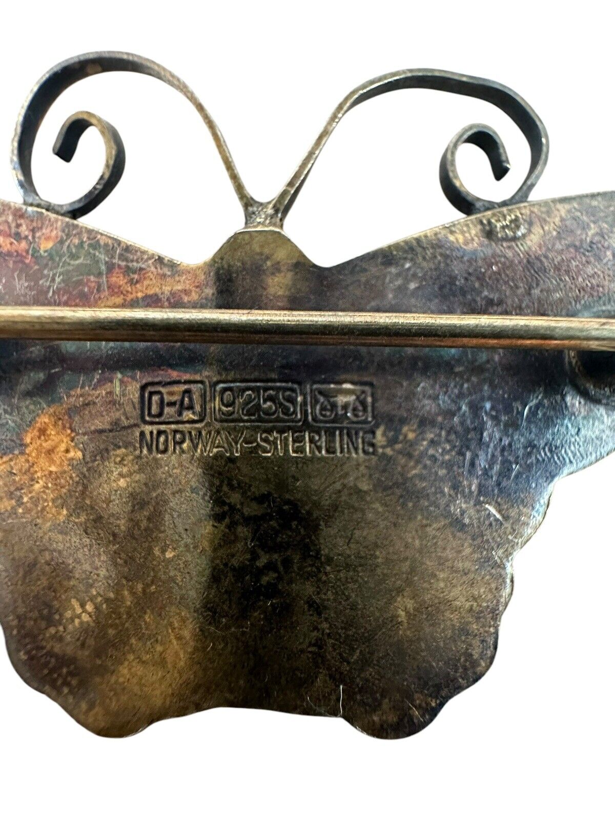 Askel Holmsen Sterling Silver & Blue Enamel Vintage Butterfly Brooches Norway