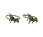 Two Sterling Silver Blue Enamel Unicorn Child Rings size 5