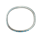 Taxco Sterling Silver Turquoise Inlay Hinged Bangle Bracelet