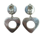 Taxco Sterling Silver Heart Shape Clip On Earrings