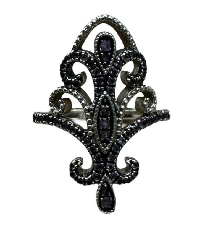 Sterling Silver Ring With Purple Gemstones size 7