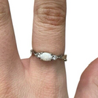Avon Sterling Silver Opal with Clear Aquamarine Ring size 6.25
