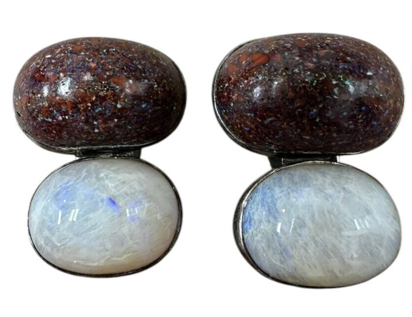 Rebecca Collins Sterling Silver Two Stone Clip On Earrings