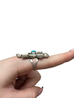 Sterling Silver Native American Indian Kachina Dancer Turquoise Ring size 7.5