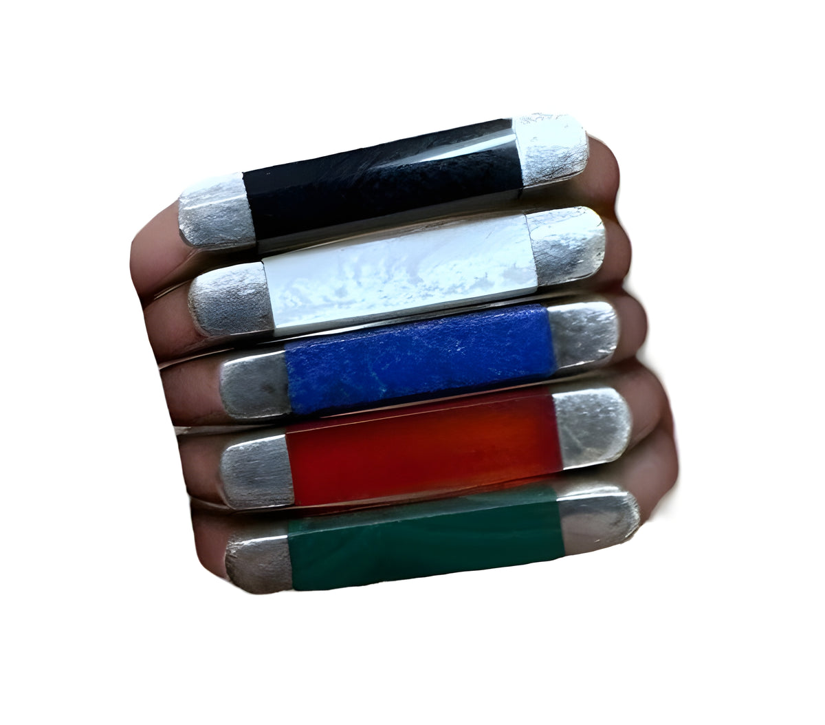 Sterling Silver Multicolor Stackable Rings size 8