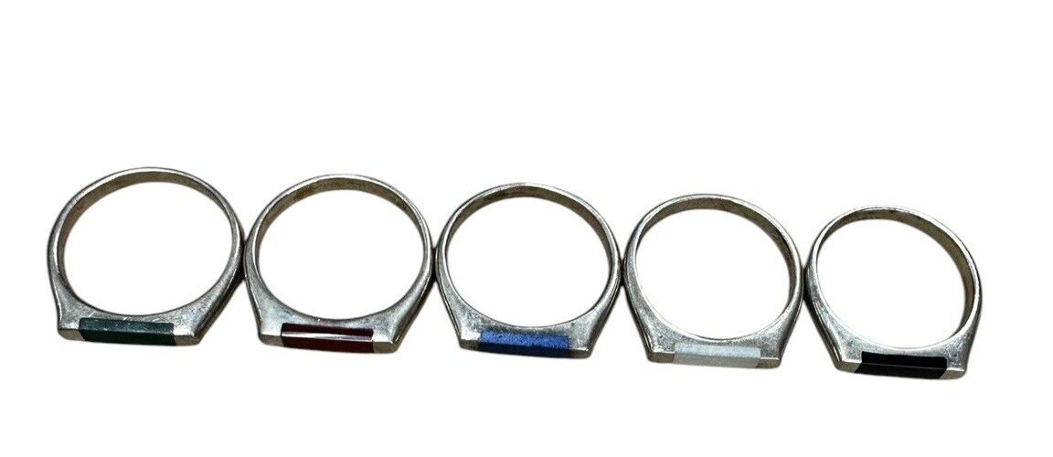 Sterling Silver Multicolor Stackable Rings size 8