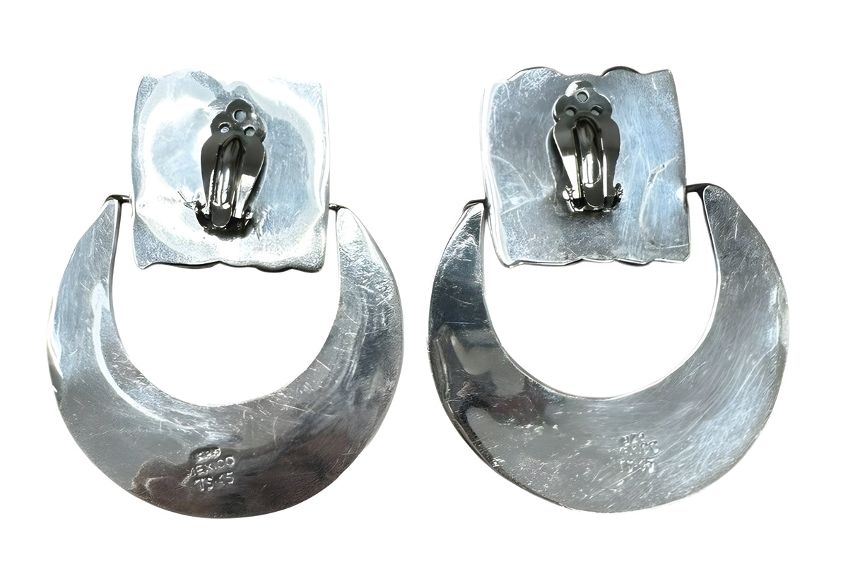 Sterling Silver Avant Garde Door Knocker Clip On Earrings