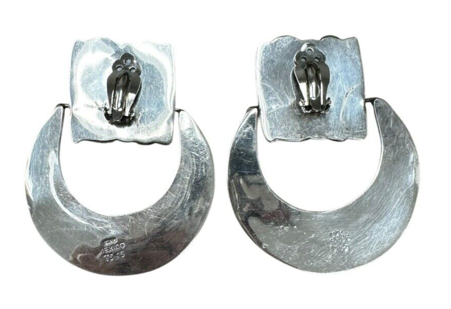 Sterling Silver Avant Garde Door Knocker Clip On Earrings
