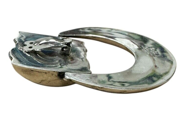 Sterling Silver Avant Garde Door Knocker Clip On Earrings