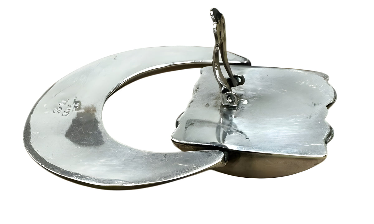 Sterling Silver Avant Garde Door Knocker Clip On Earrings