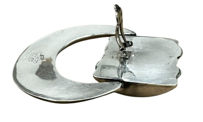 Sterling Silver Avant Garde Door Knocker Clip On Earrings