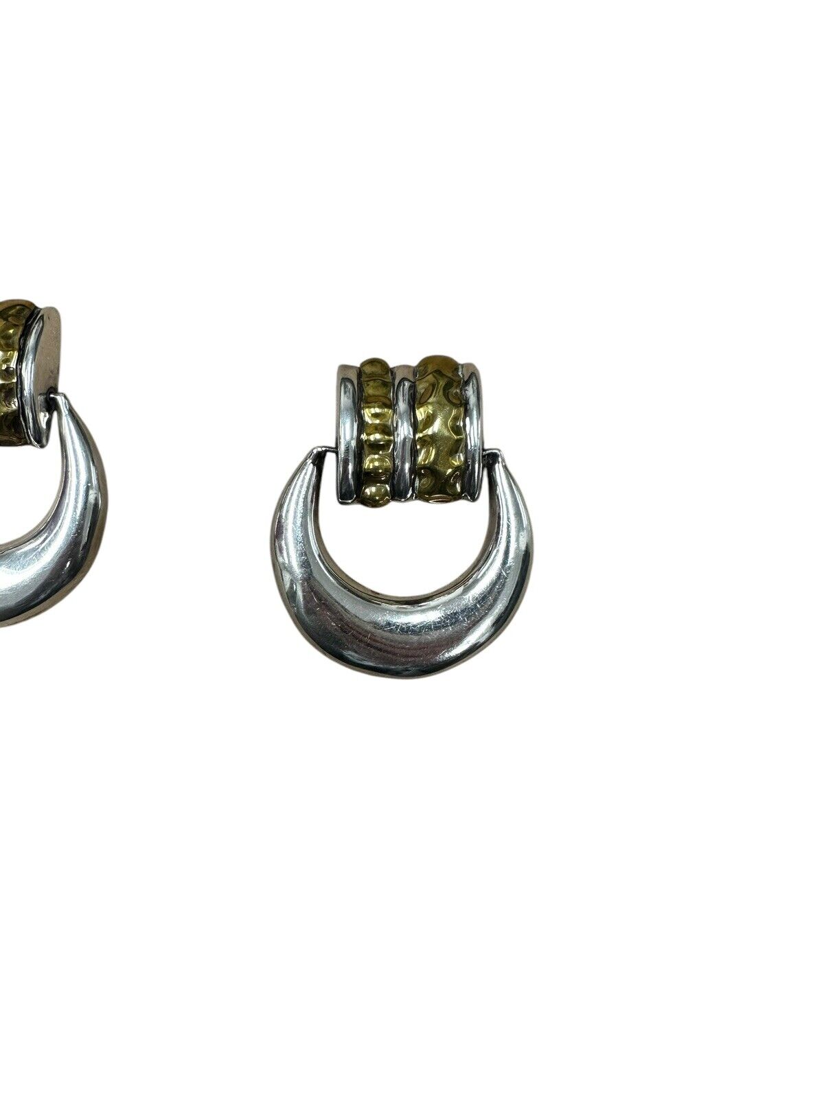 Sterling Silver Avant Garde Door Knocker Clip On Earrings