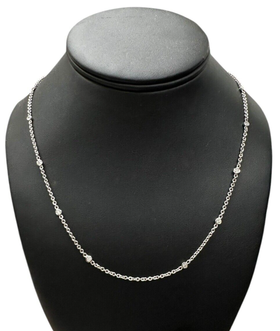 18kt White Gold "Diamonds by the Yard" Style Necklace 18.75in