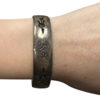 Sterling Silver Cuff Bracelet With Flower And Bird Engravings