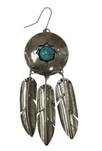 Single Sterling Silver Turquoise Feather Earring