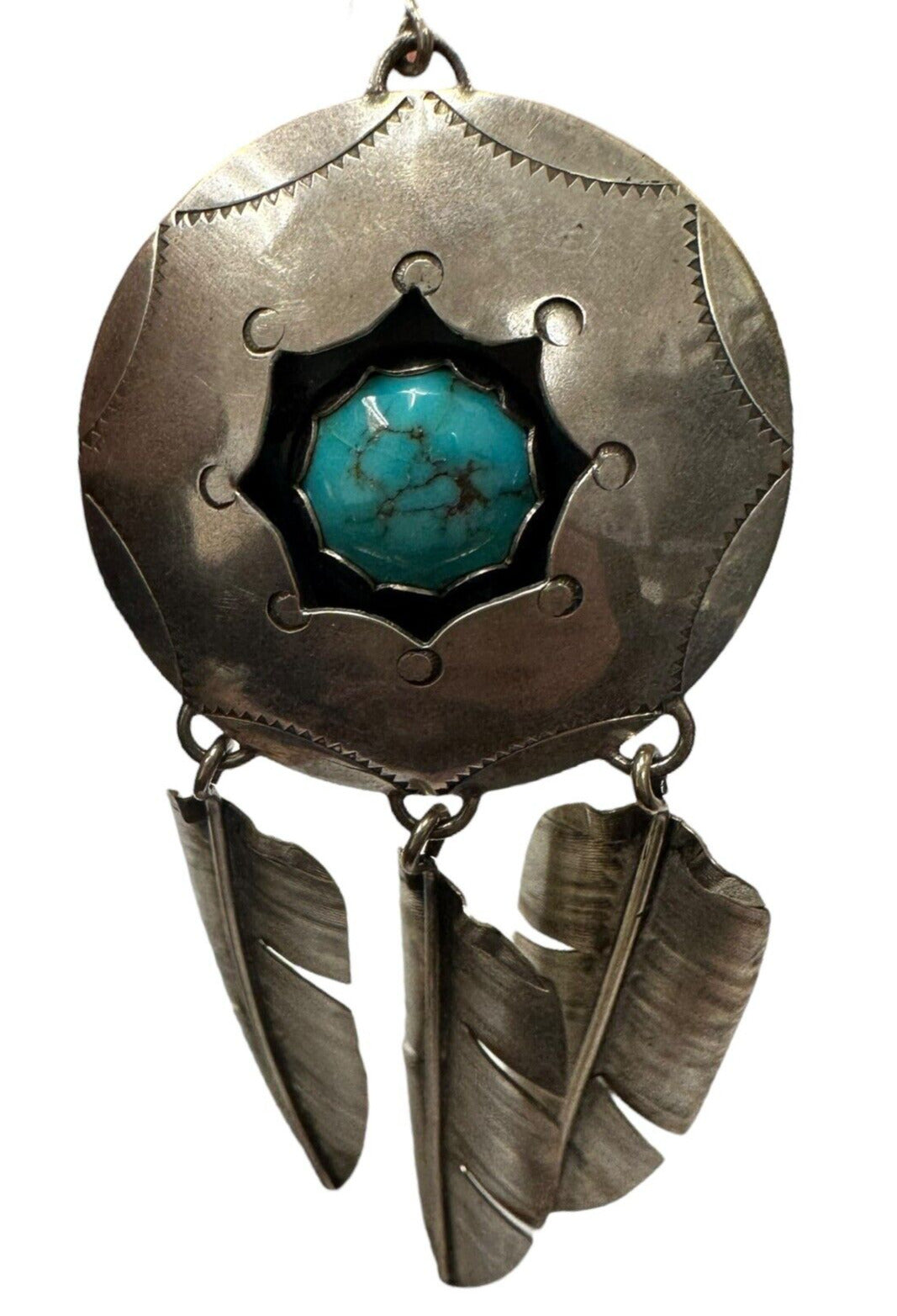 Single Sterling Silver Turquoise Feather Earring