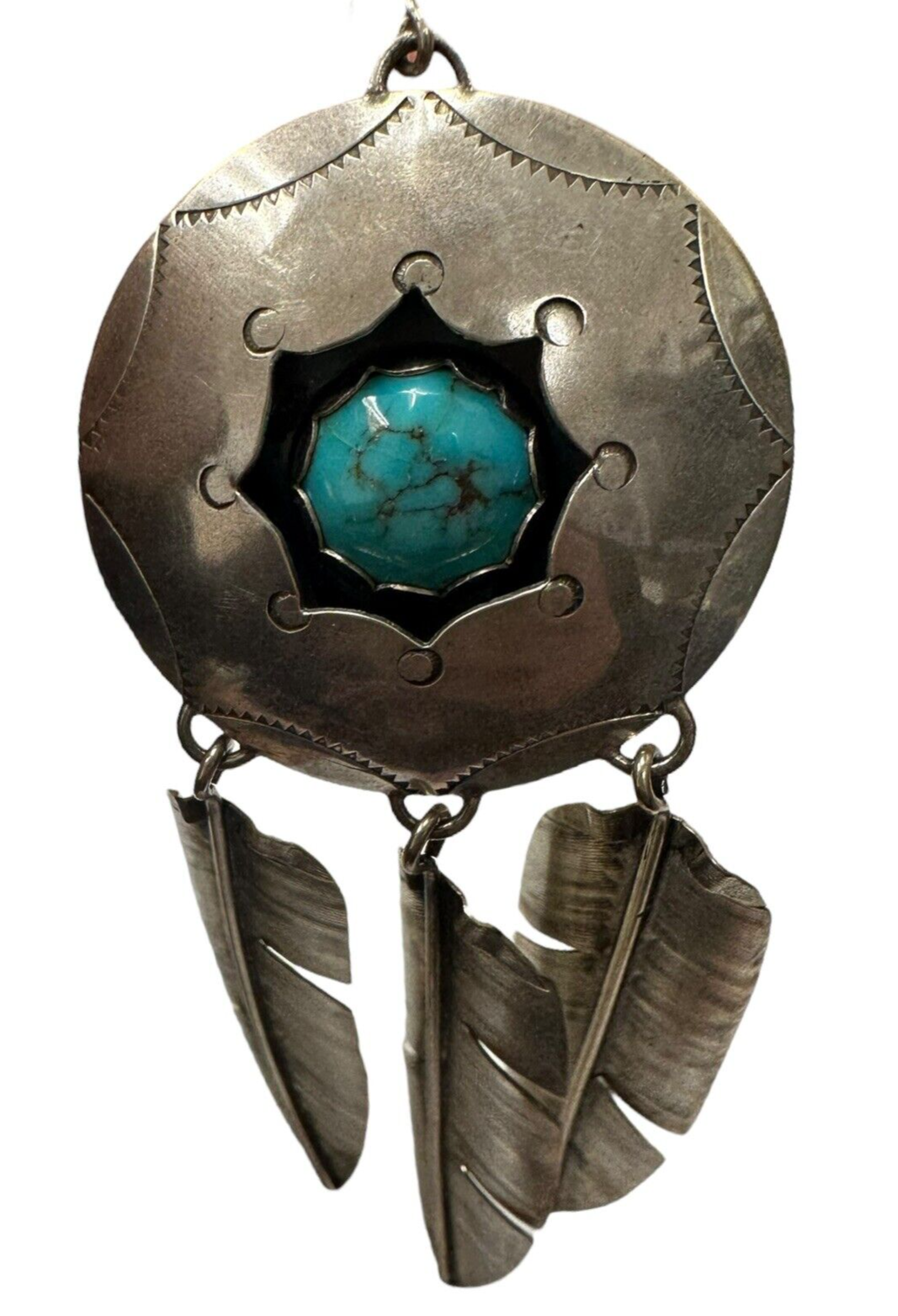 Single Sterling Silver Turquoise Feather Earring