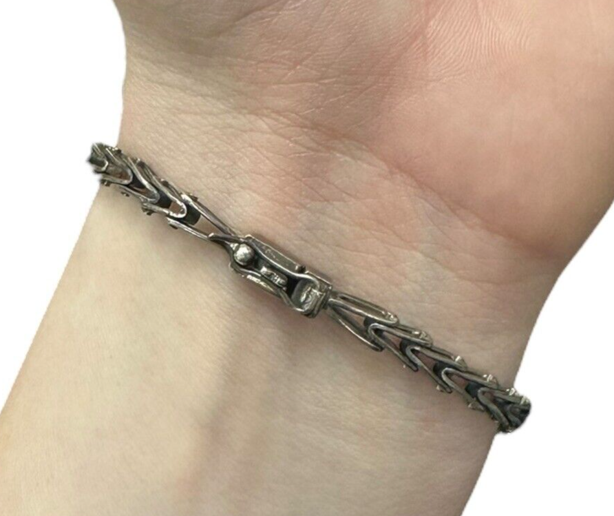 Vintage Art Deco Sterling Silver Garnet Marcasite Tennis Bracelet