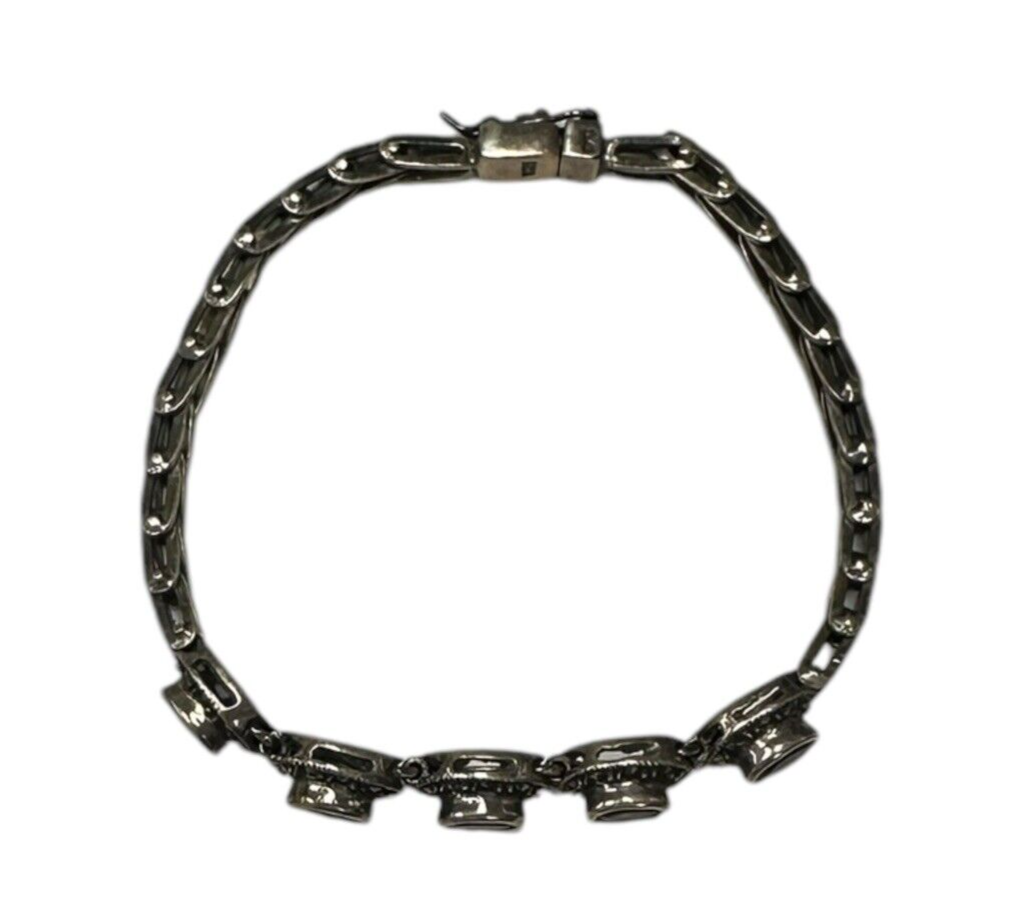 Vintage Art Deco Sterling Silver Garnet Marcasite Tennis Bracelet