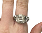 Sterling Silver Vintage Ribbed Beaded Wide Ring size 8.5