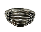 Sterling Silver Vintage Ribbed Beaded Wide Ring size 8.5