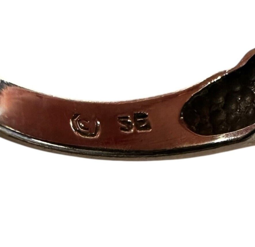 Sterling Silver Vintage Ribbed Beaded Wide Ring size 8.5