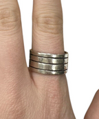 Sterling Silver Vintage Mexico Lined Wide Band Ring Size 9