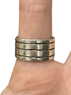 Sterling Silver Vintage Mexico Lined Wide Band Ring Size 9